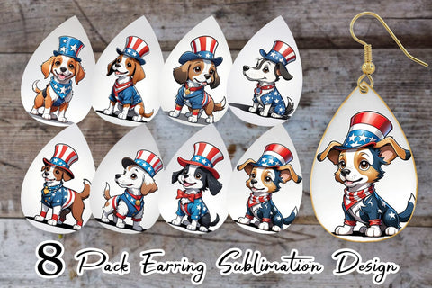 Earring Patriotic Dog Sublimation artnoy 