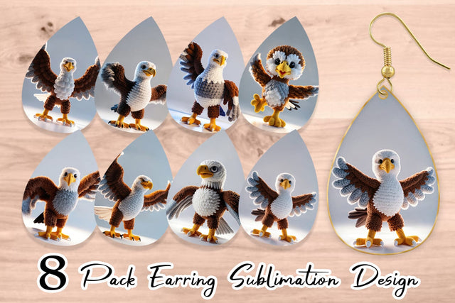 Earring Patriotic Eagle Crochet Sublimation artnoy 