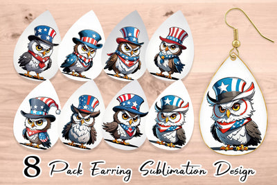 Earring Patriotic Owl Sublimation artnoy 