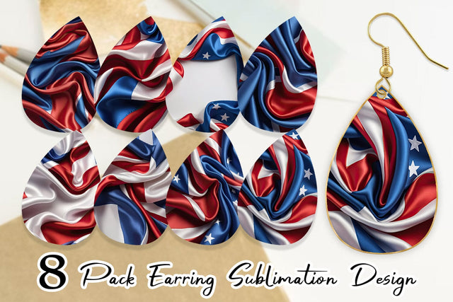 Earring Patriotic Silk Satin Sublimation artnoy 