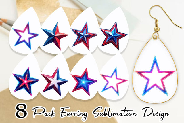 Earring Patriotic Stars Sublimation artnoy 
