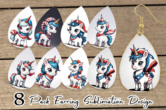 Earring Patriotic Unicorn Sublimation artnoy 