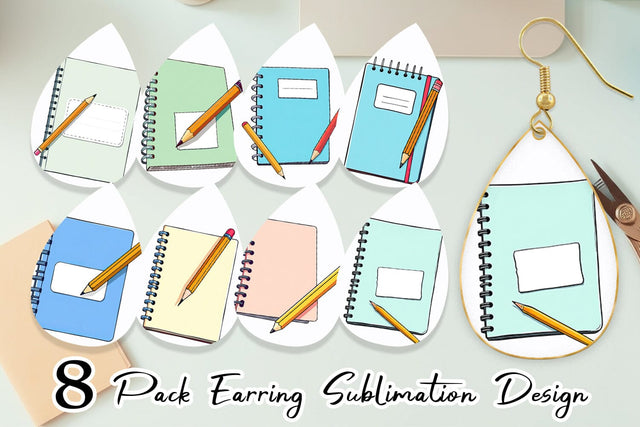 Earring Pencil and Notebook Sublimation artnoy 