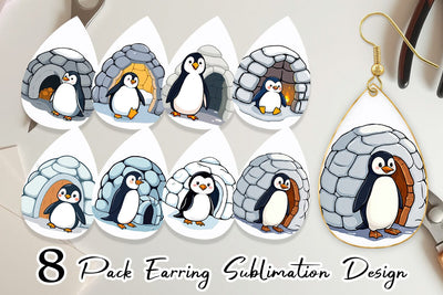 Earring Penguin and Igloo Sublimation artnoy 