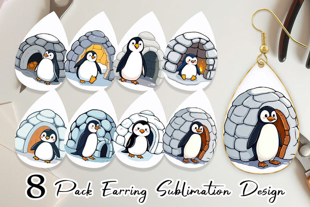 Earring Penguin and Igloo Sublimation artnoy 