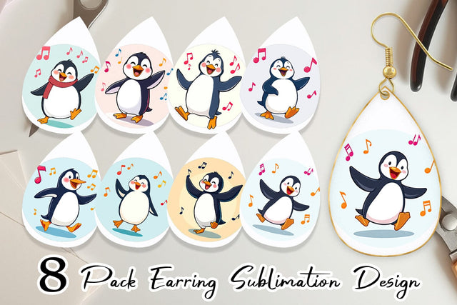 Earring Penguin Dancing Sublimation artnoy 
