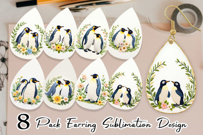 Earring Penguin Embroidery Sublimation artnoy 