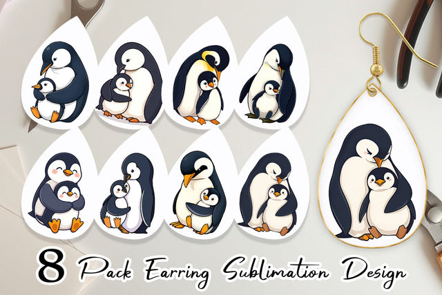 Earring Penguin Family Sublimation artnoy 
