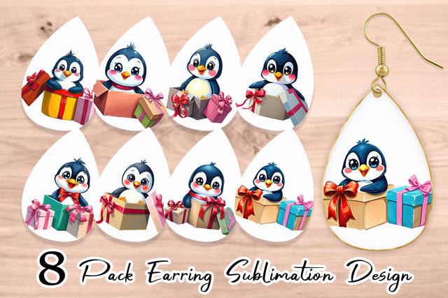 Earring Penguin Gift Sublimation artnoy 