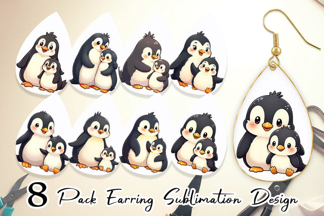 Earring Penguin Mother's Day Sublimation artnoy 