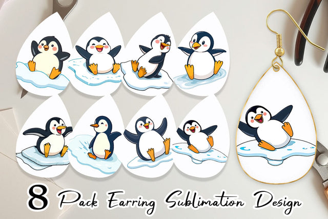 Earring Penguin Sliding on Ice Sublimation artnoy 