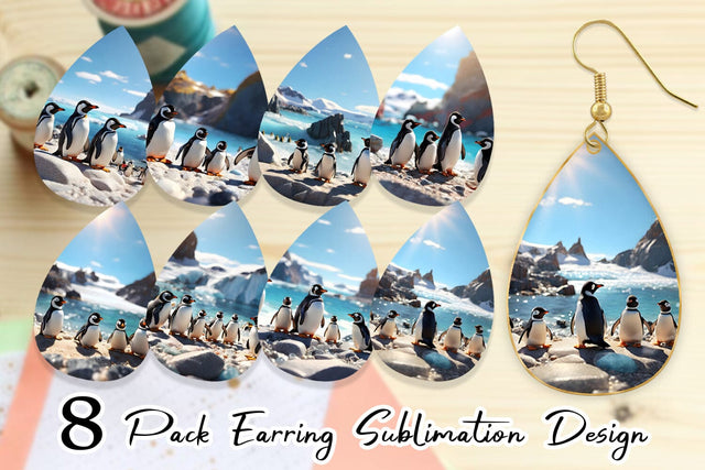 Earring Penguins Summer Sublimation artnoy 