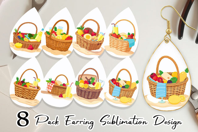 Earring Picnic Basket Sublimation artnoy 