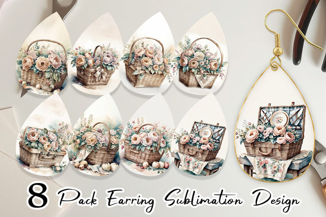 Earring Picnic Basket Sublimation artnoy 