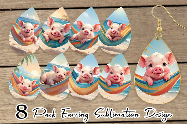 Earring Pig in Summer Hammock Sublimation artnoy 