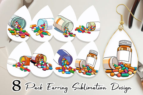Earring Pill Bottle Sublimation artnoy 