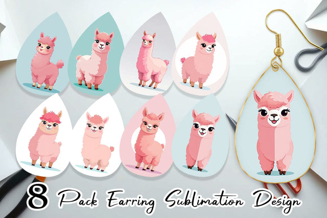 Earring Pink Alpaca Valentine Sublimation artnoy 