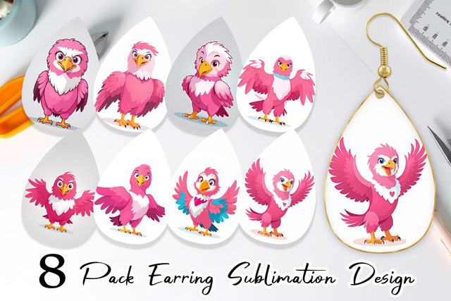 Earring Pink Eagle Valentine Sublimation artnoy 