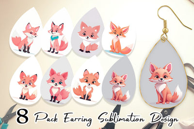Earring Pink Fox Valentine Sublimation artnoy 