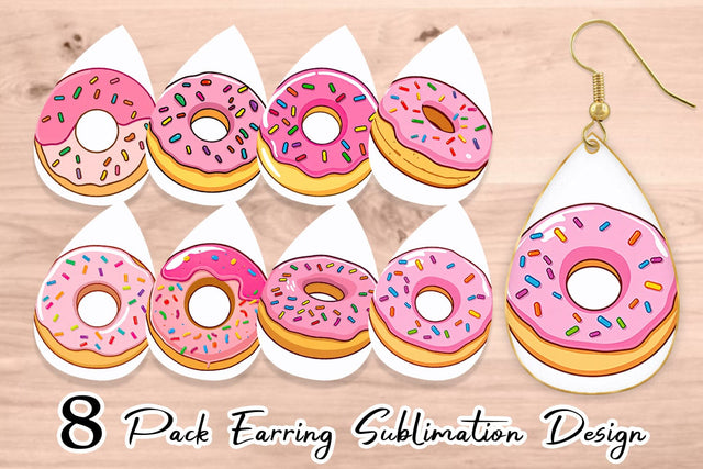 Earring Pink Frosted Donut Sublimation artnoy 