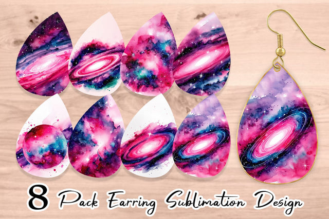 Earring Pink Galaxy Sublimation artnoy 