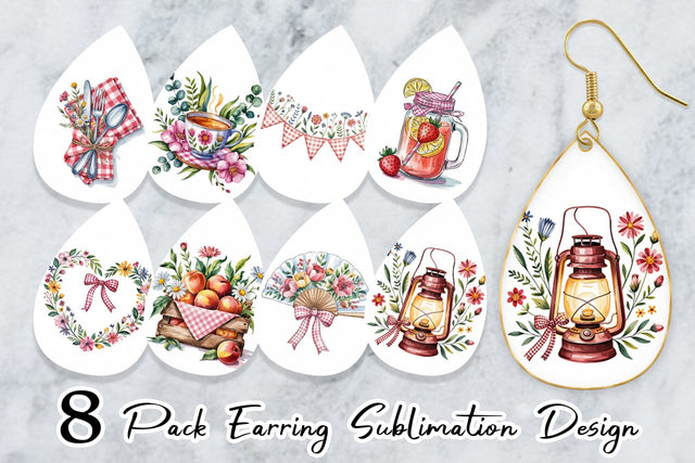 Earring Pink Gingham Summer Sublimation artnoy 