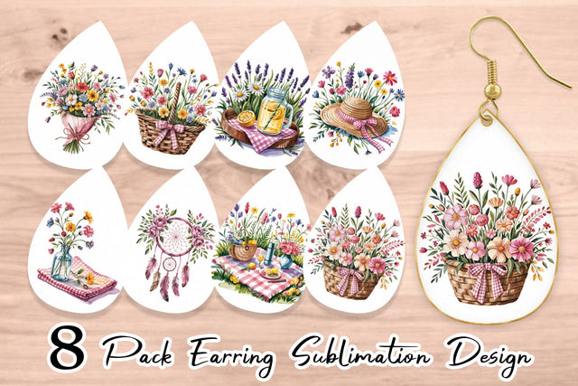 Earring Pink Gingham Summer Sublimation artnoy 