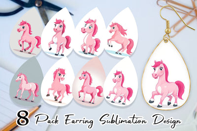 Earring Pink Horse Valentine Sublimation artnoy 