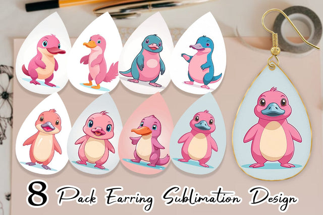 Earring Pink Platypus Valentine Sublimation artnoy 