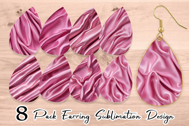 Earring Pink Silk Pattern Sublimation artnoy 
