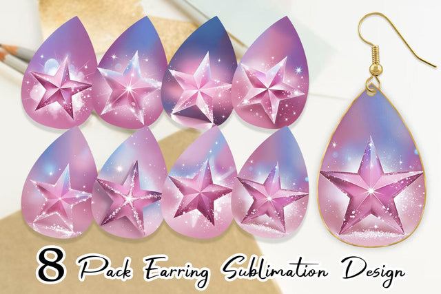 Earring Pink Stars Sublimation artnoy 