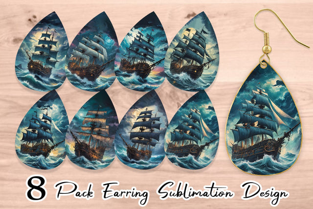Earring Pirate Ship Sublimation artnoy 