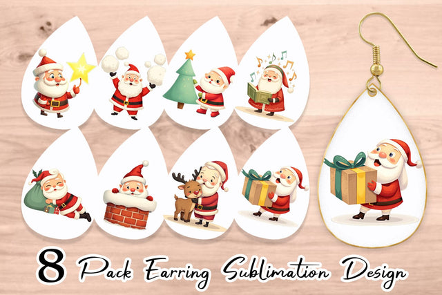 Earring Playful Christmas Santa Sublimation artnoy 