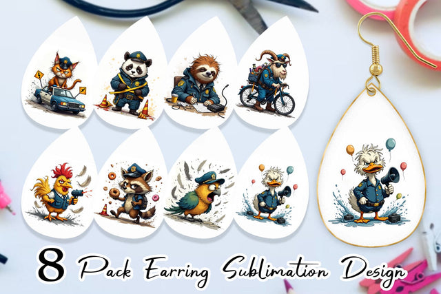 Earring Police Chaos Critters Sublimation artnoy 