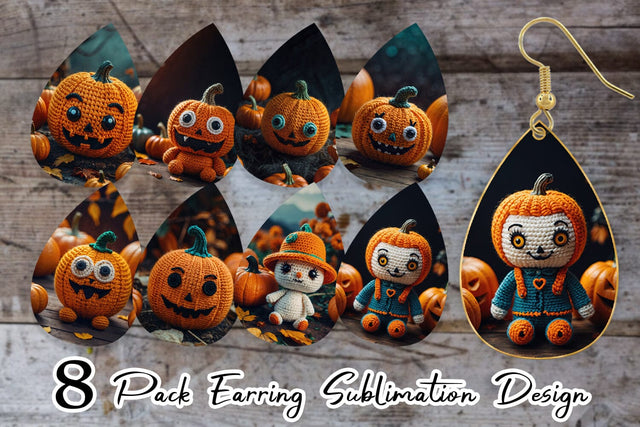 Earring Pumpkin Knitted Sublimation artnoy 