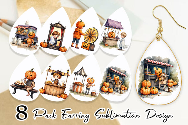 Earring Pumpkin Market Adventure Sublimation artnoy 