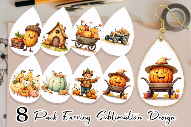 Earring Pumpkin Patch Pals Sublimation artnoy 
