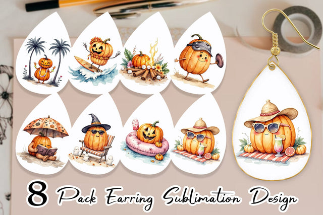 Earring Pumpkin Patch Summer Sublimation artnoy 