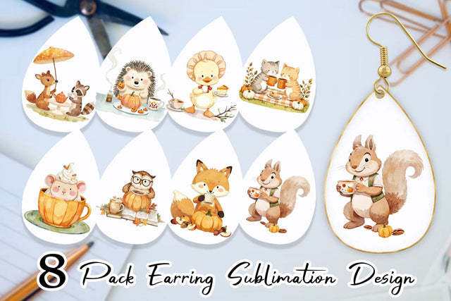 Earring Pumpkin Tea Animals Sublimation artnoy 