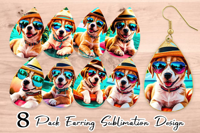 Earring Puppies in Summer Sublimation artnoy 
