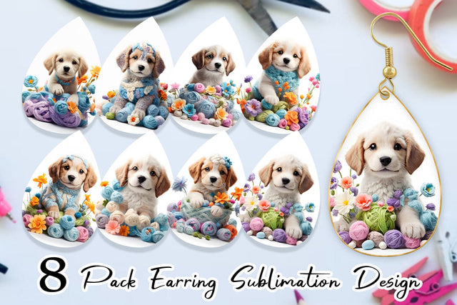 Earring Puppy Easter Embroidery Sublimation artnoy 