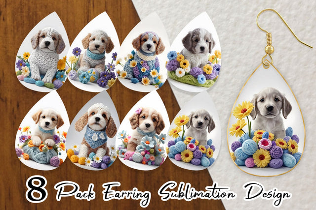 Earring Puppy Easter Embroidery Sublimation artnoy 