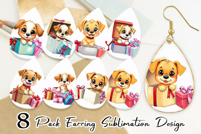 Earring Puppy Gift Sublimation artnoy 