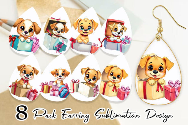 Earring Puppy Gift Sublimation artnoy 