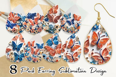 Earring Quilling Butterflies Sublimation artnoy 