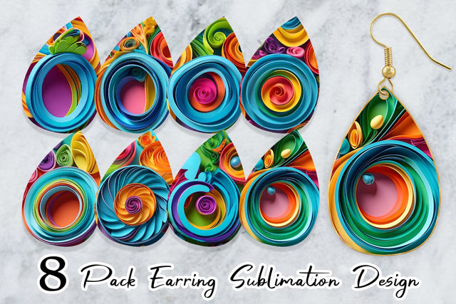 Earring Quilling Paper Colorful Sublimation artnoy 