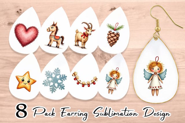 Earring Quirky Nordic Crafts Sublimation artnoy 