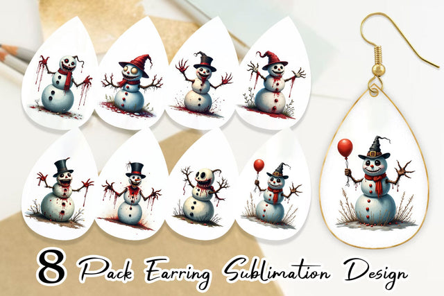 Earring Quirky Snowman Sublimation artnoy 