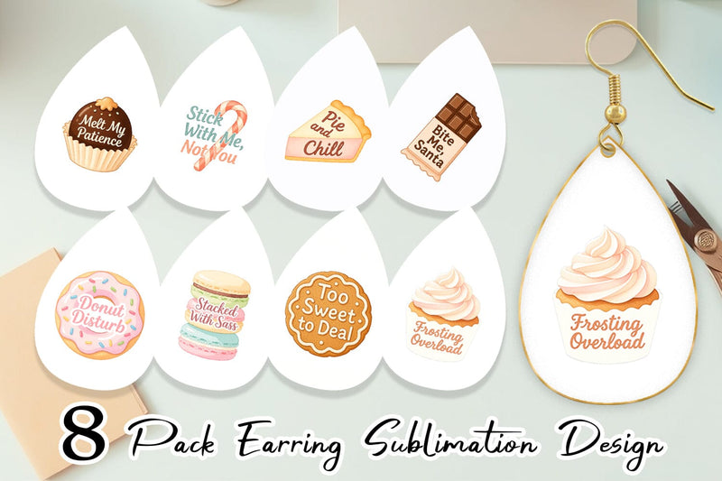 Earring Quotes Watercolor Christmas Dessert Drama Sublimation artnoy 