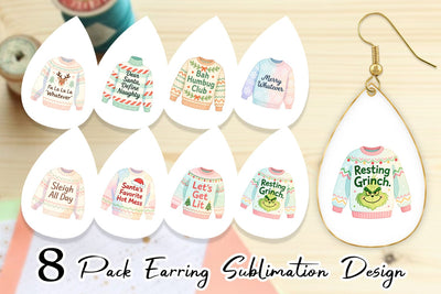 Earring Quotes Watercolor Ugly Sweater Sass Sublimation artnoy 